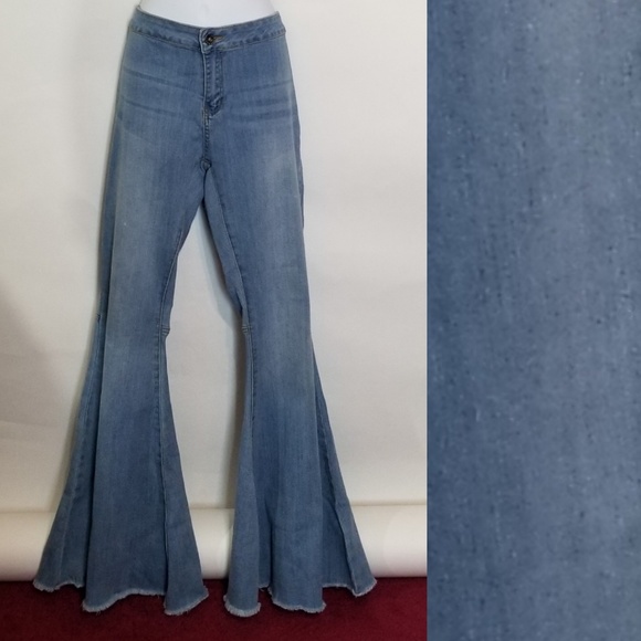 Denim - Bell Bottom Wide Leg Medium Wash Jeans